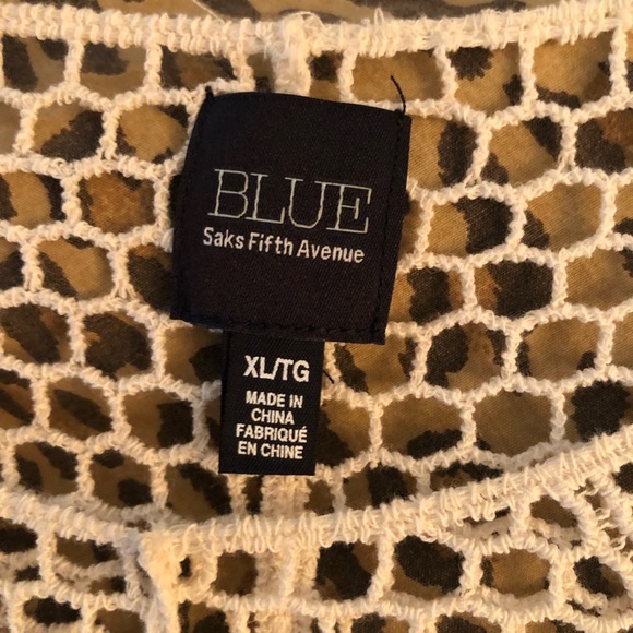 Blue by Fifth Avenue size X-Large Ivory crochet cover up with fringe - Picture 11 of 12